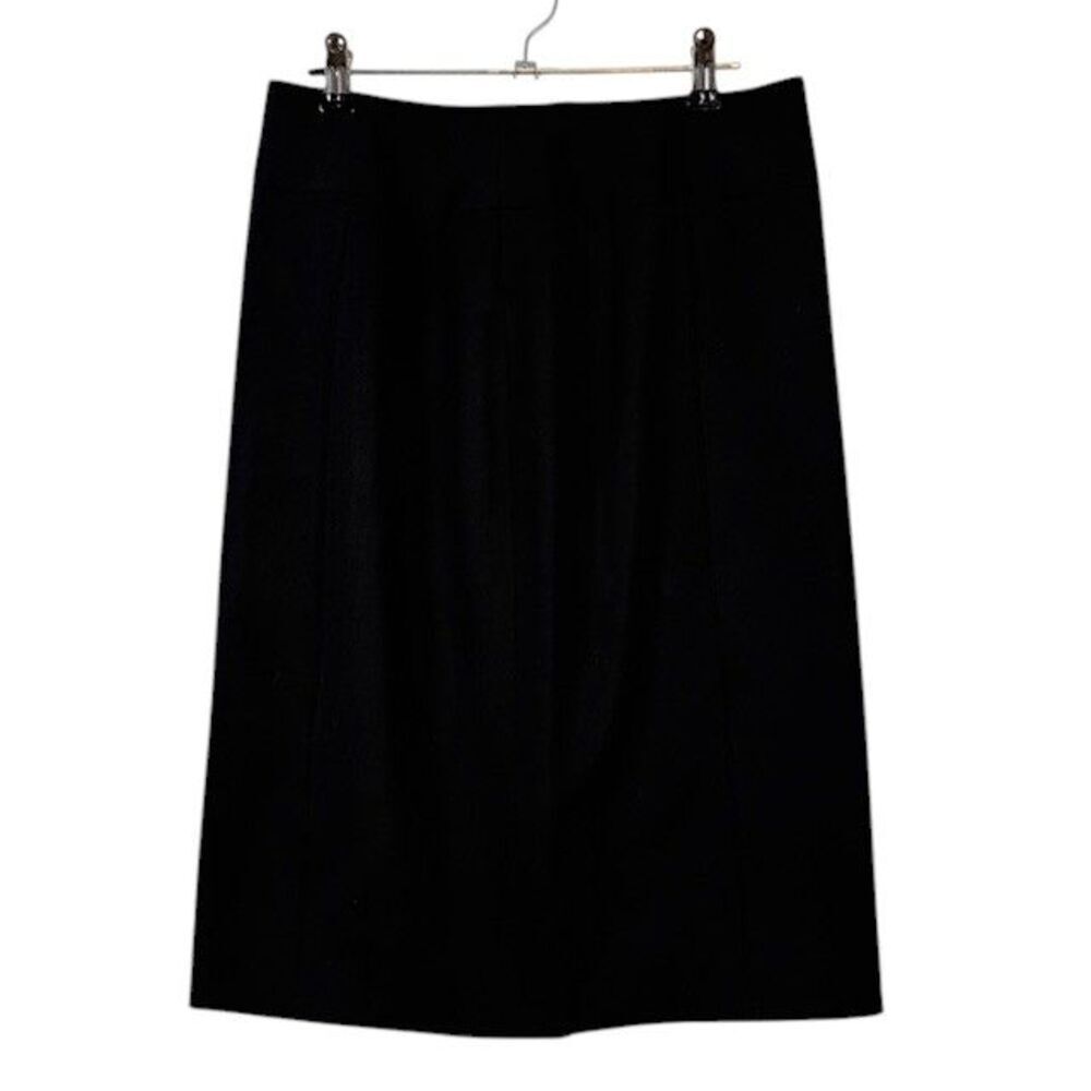 Burberry Wool Blend Black Pencil Skirt Back Zip Front Seam Detail Size 10 (IT42)